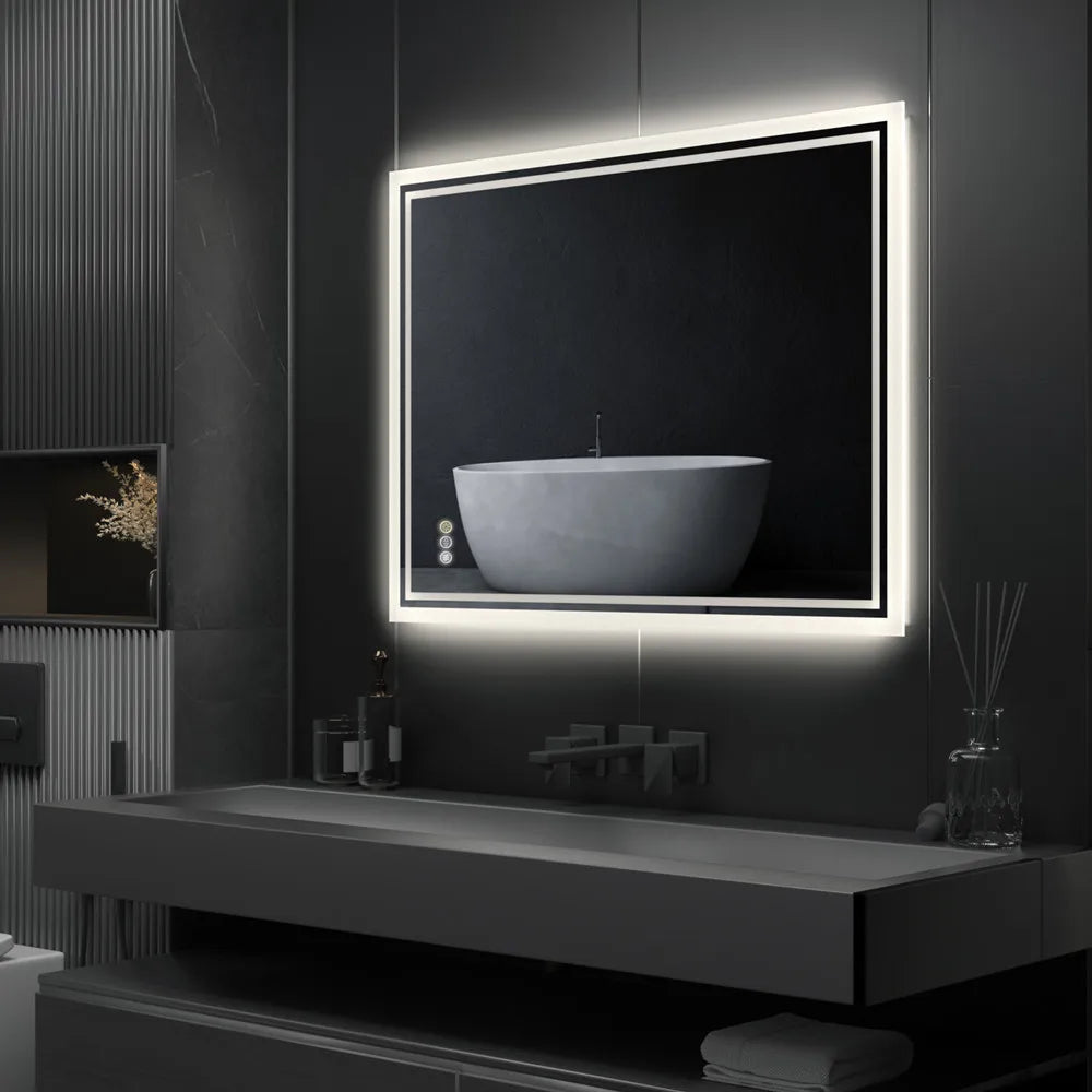 LUVODI LED Backlight Waterproof Frameless Dimmable Defog Illuminated Mirror - Homevalley.co.uk