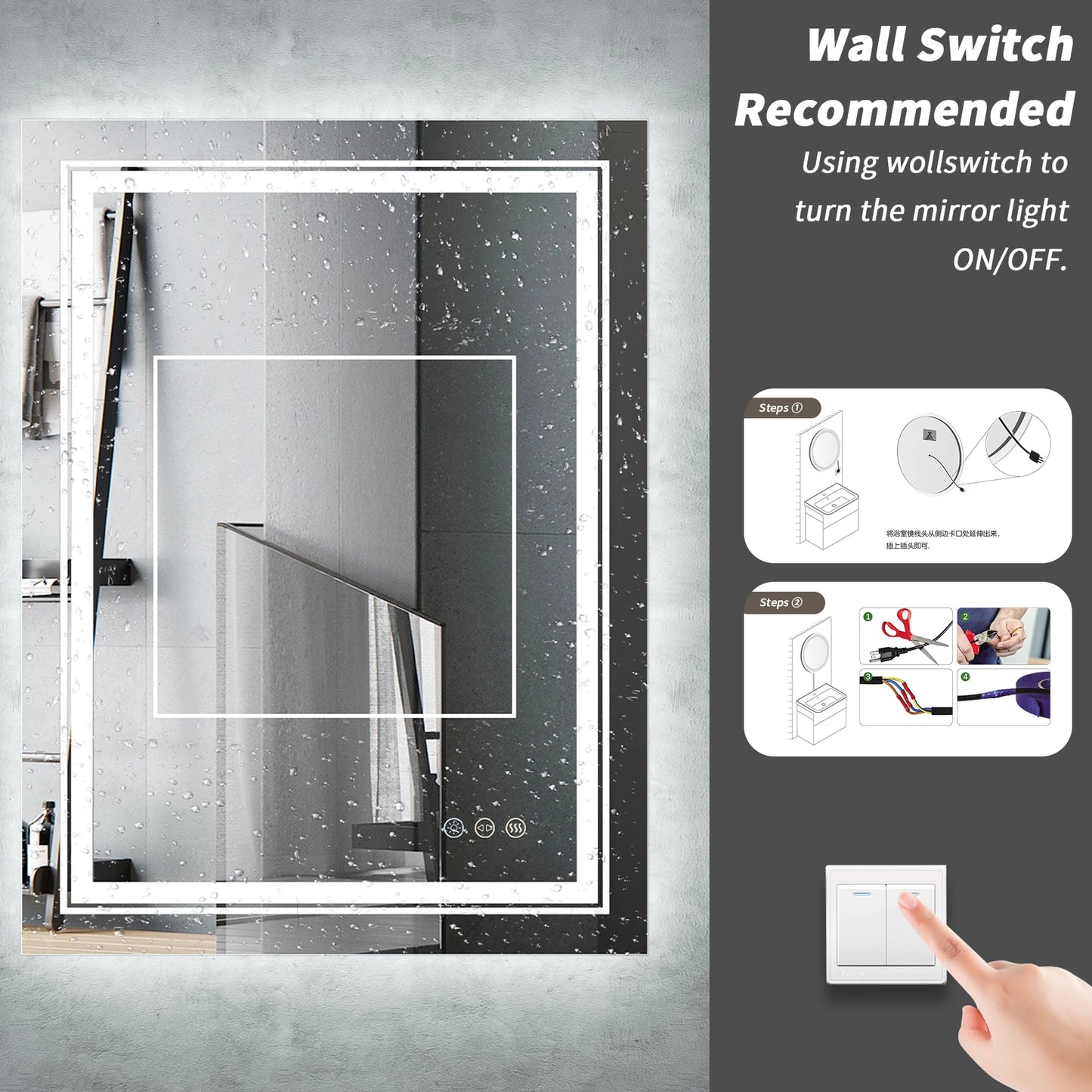 LUVODI LED Wall Mounted Magnifying Mirror Makeup Shaving Bathroom Mirror - Homevalley.co.uk