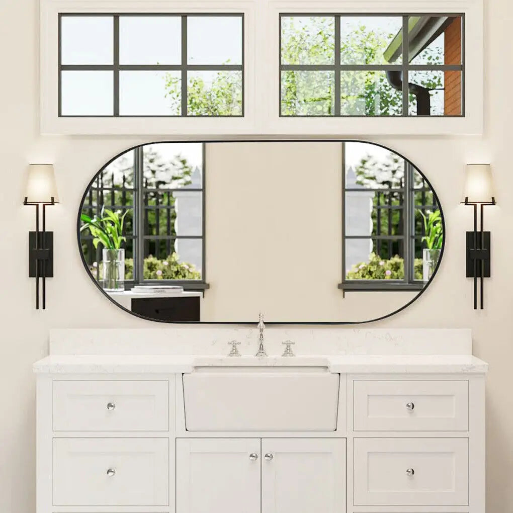 LUVODI Modern Black Metal Framed Dressing Mirror - Homevalley.co.uk