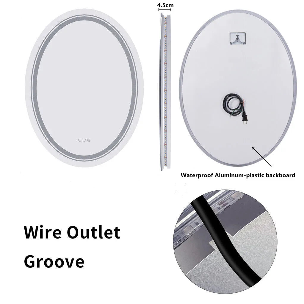 LUVODI Oval RGB HD Eco-friendly Bathroom Mirror with Dimmable LED Light, Anti-fog and Touch Screen - Homevalley.co.uk
