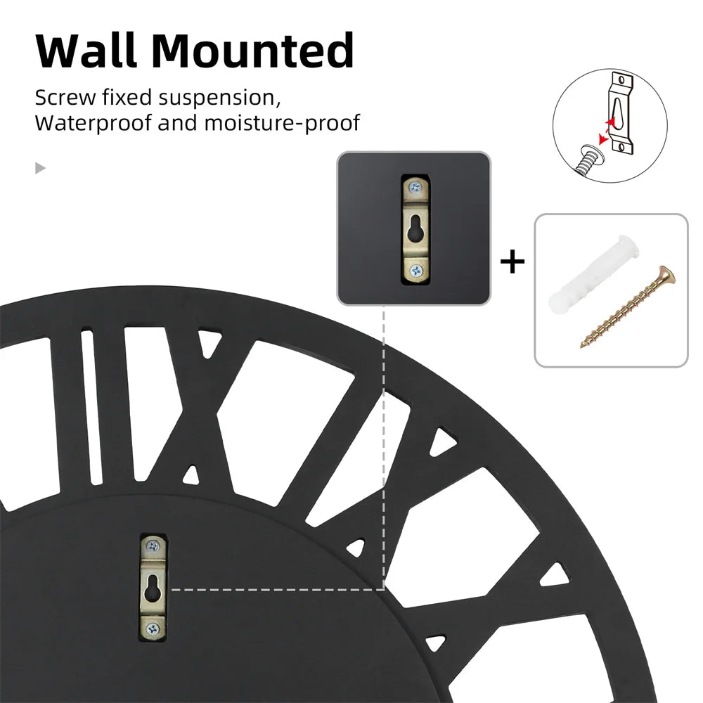 LUVODI Round Crush Diamond Mirror Round Wall Clock with Roman Numerals - Homevalley.co.uk
