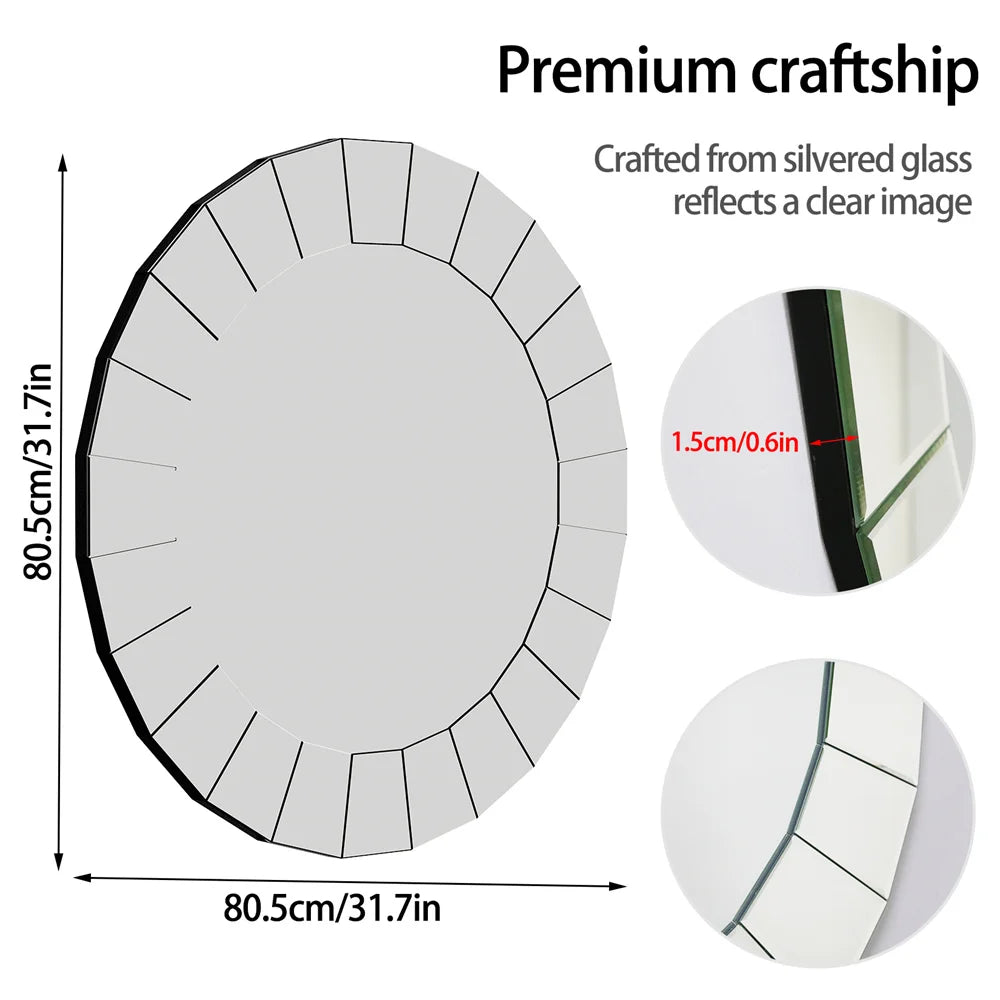 LUVODI Round Decorative Wall Vanity Mirror - Homevalley.co.uk