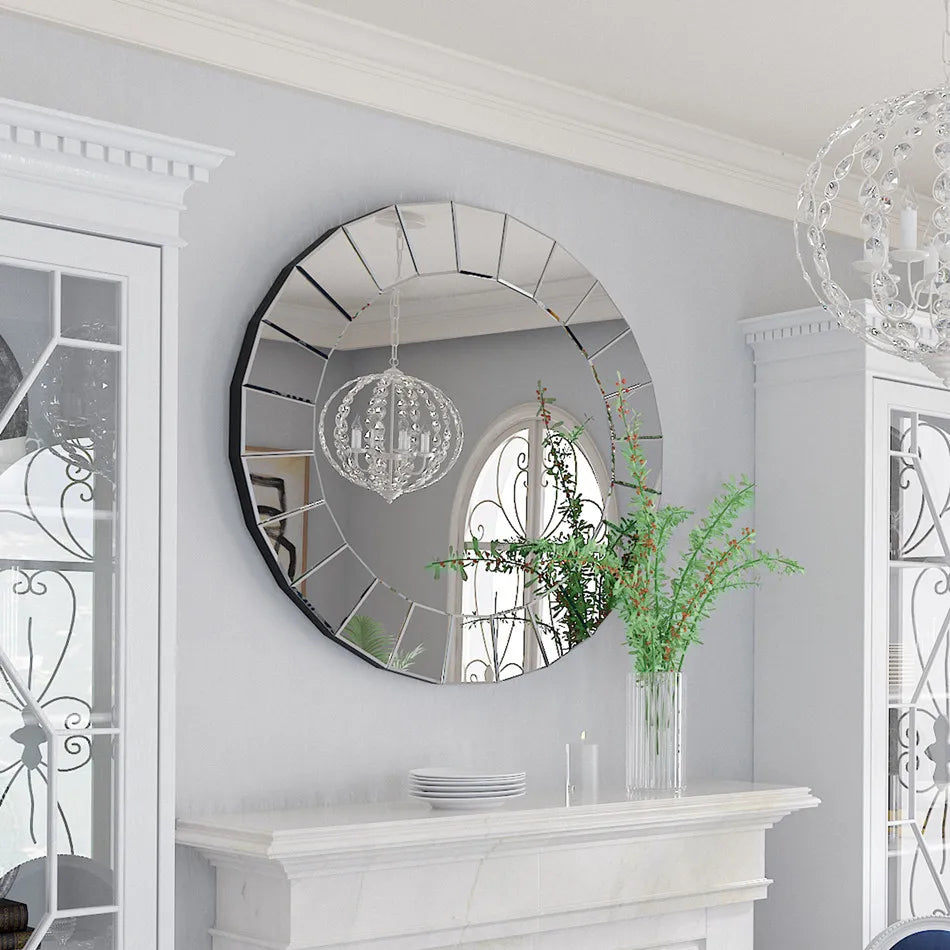 LUVODI Round Decorative Wall Vanity Mirror - Homevalley.co.uk