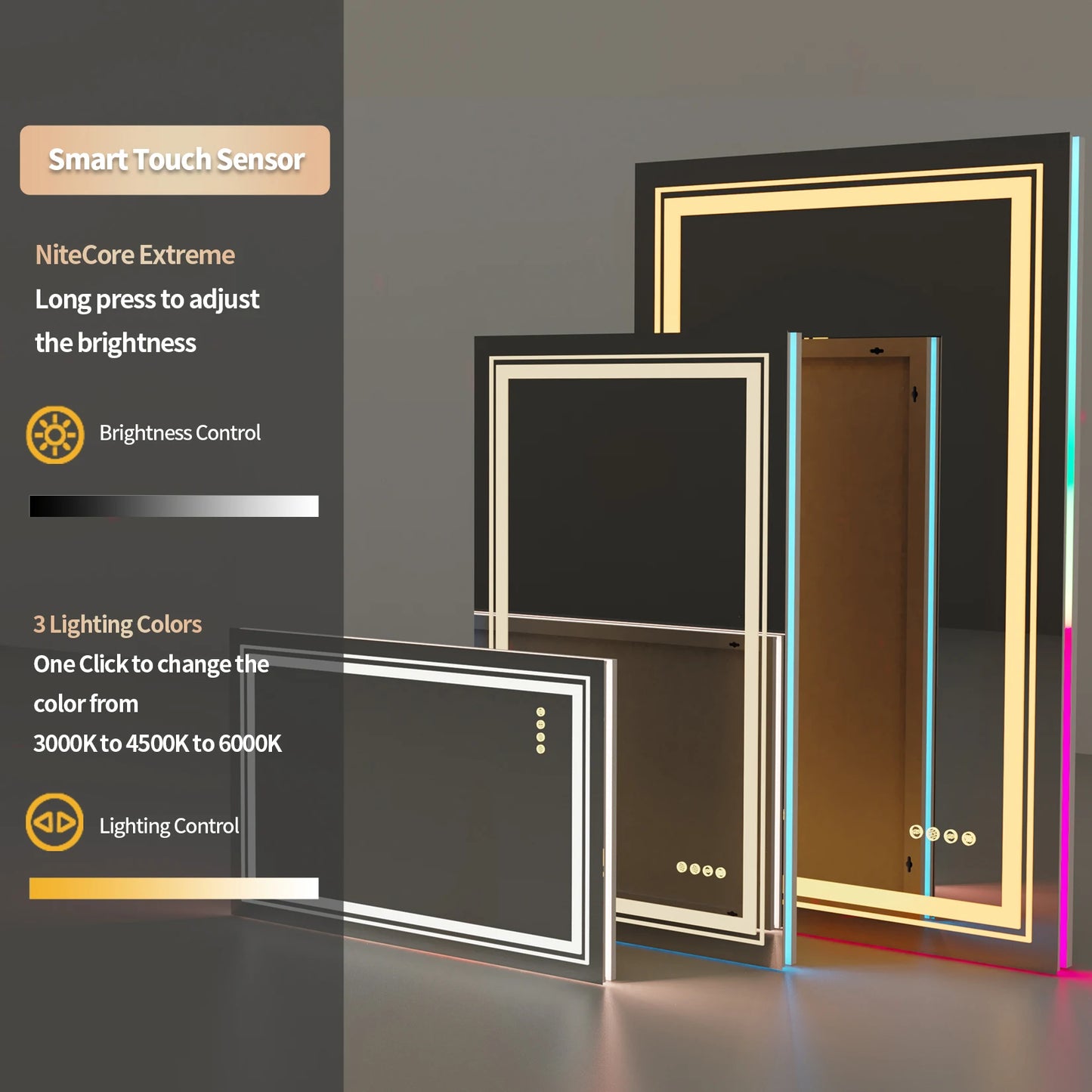 LUVODI Smart Rectangle RGB LED Defog Mirror - Homevalley.co.uk
