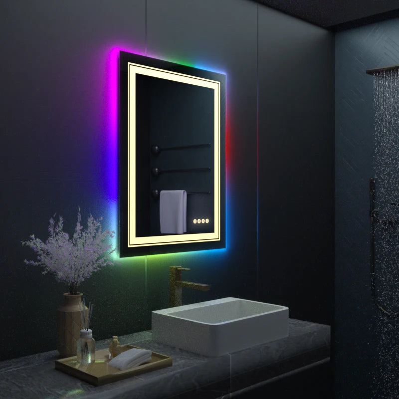 LUVODI Smart Rectangle RGB LED Defog Mirror - Homevalley.co.uk