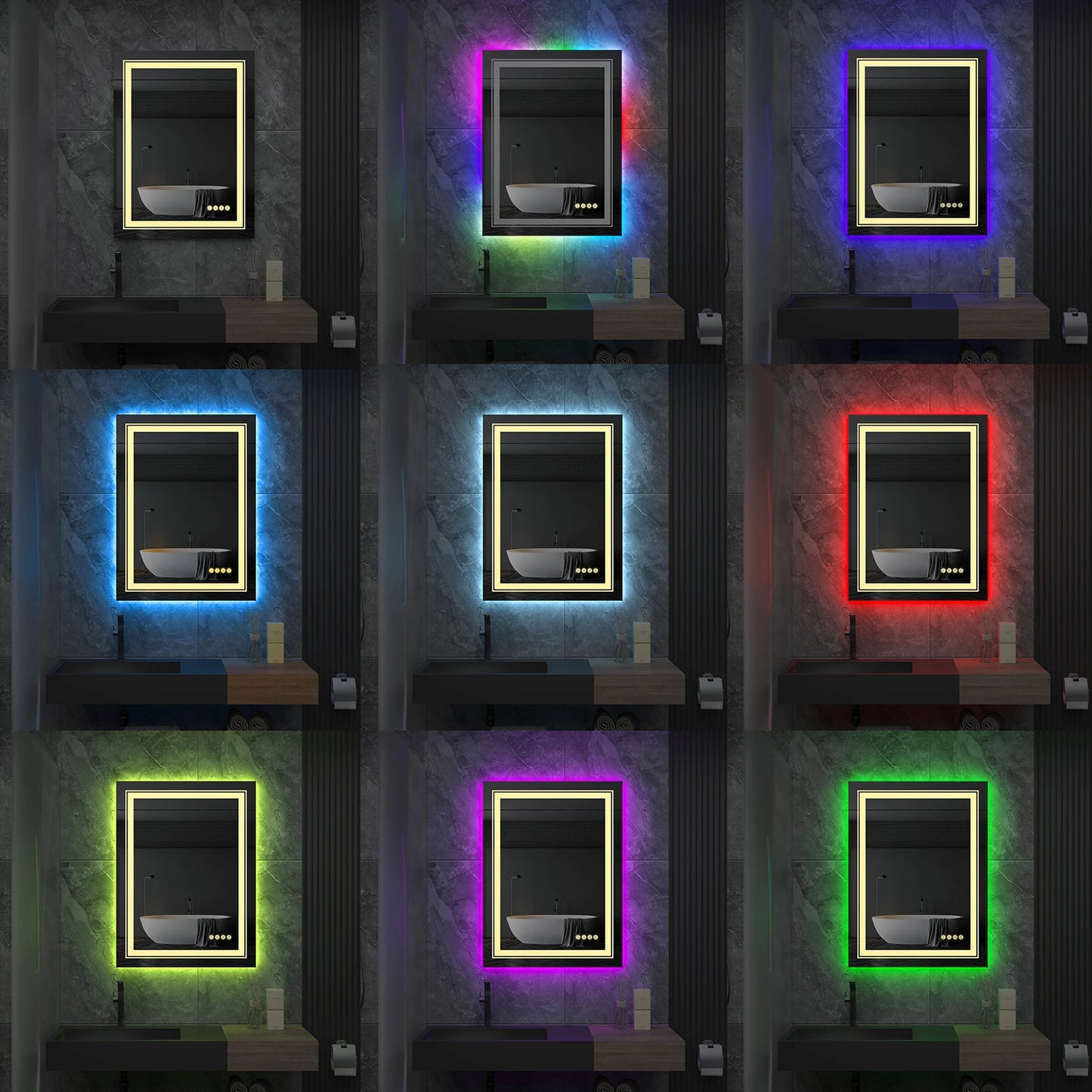 LUVODI Smart Rectangle RGB LED Defog Mirror - Homevalley.co.uk