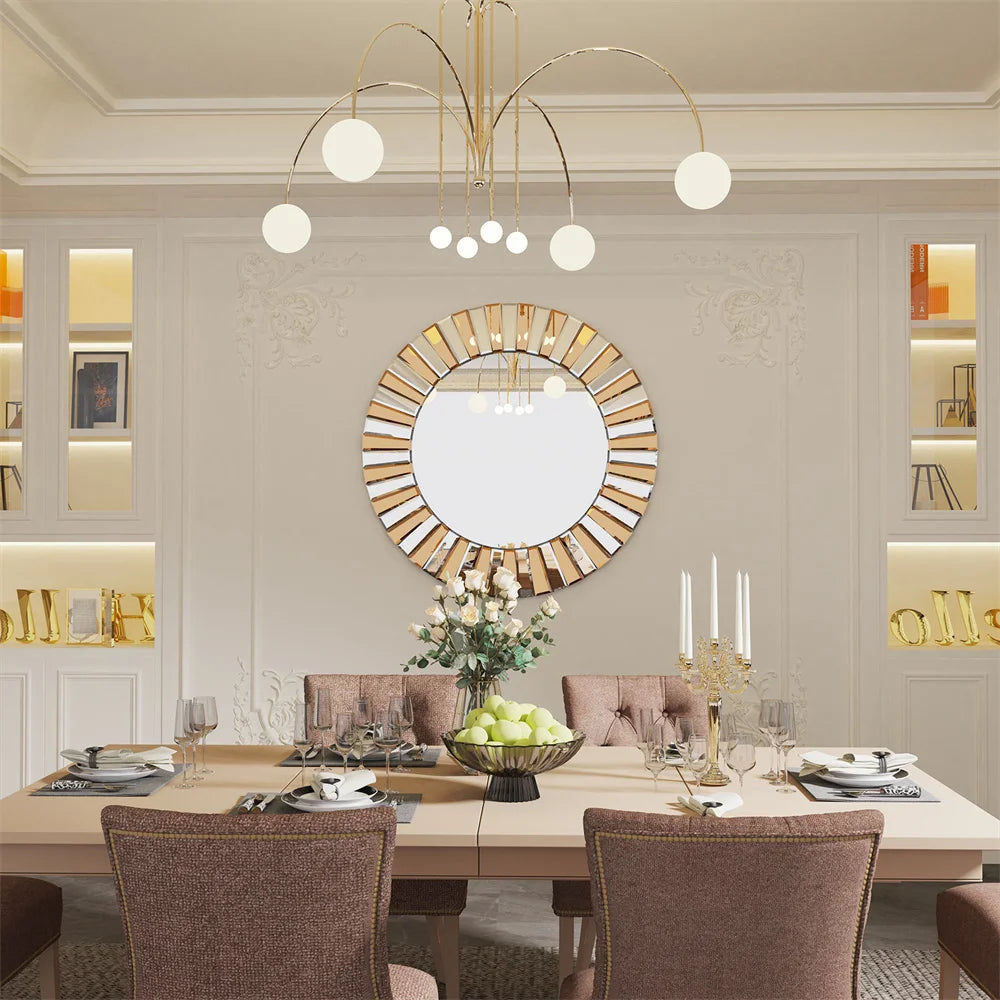 LUVODI Sunburst Decorative Wall Mirror with Beveled Glass Edge - Homevalley.co.uk