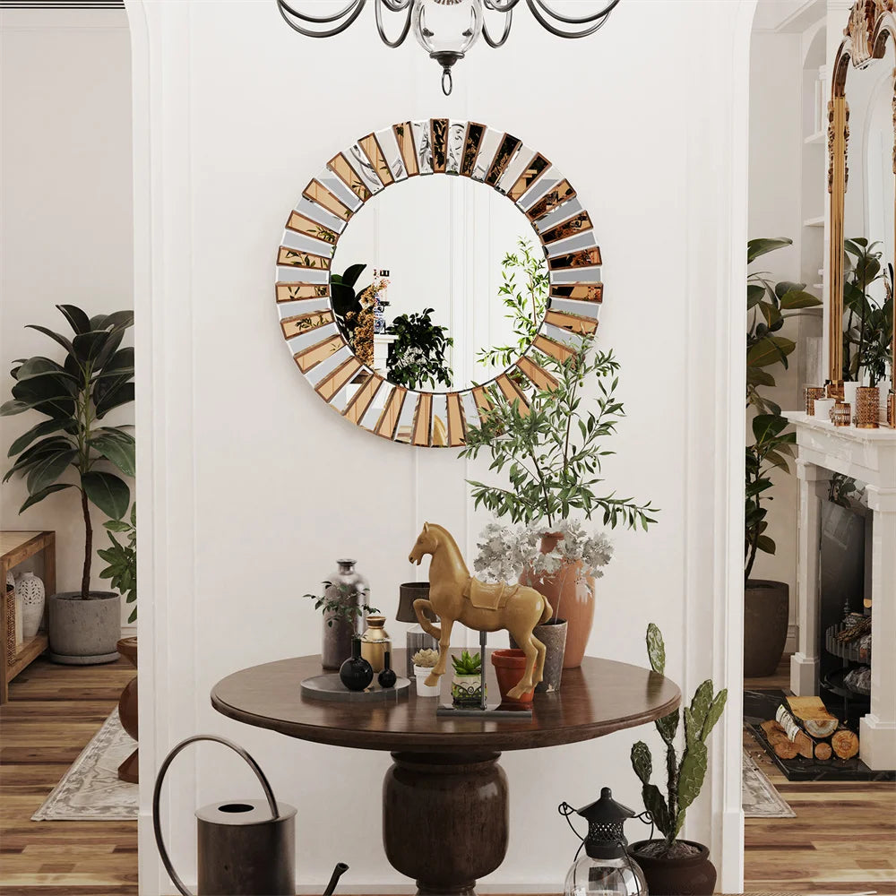 LUVODI Sunburst Decorative Wall Mirror with Beveled Glass Edge - Homevalley.co.uk