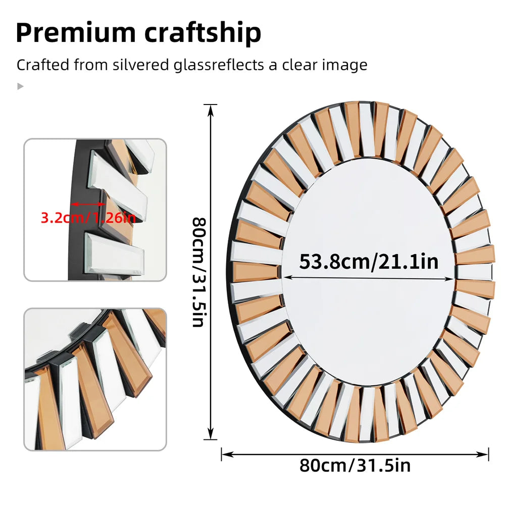 LUVODI Sunburst Decorative Wall Mirror with Beveled Glass Edge - Homevalley.co.uk