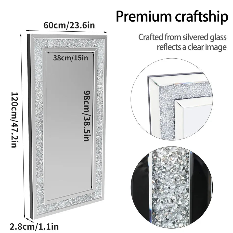LUVODI Wall Decor Full Body Crystal Rhinestone Diamond Dressing Mirror - Homevalley.co.uk