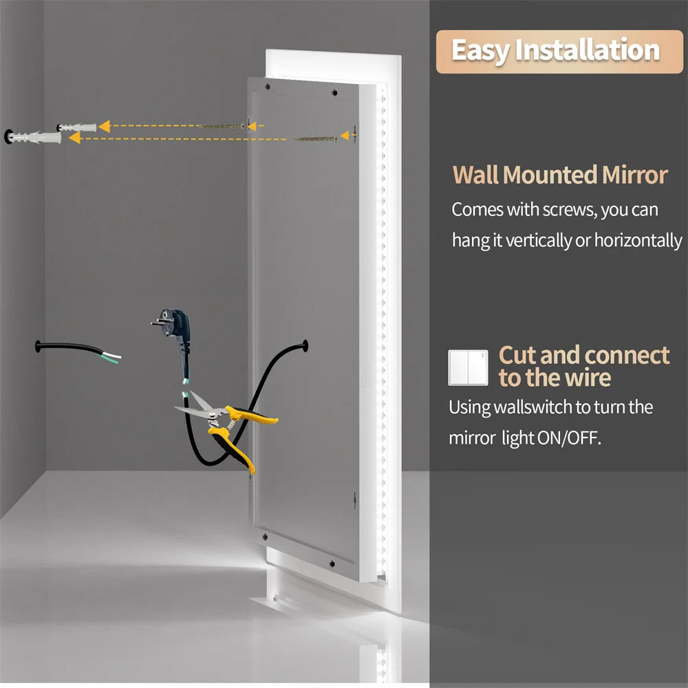 LUVODI Wall Mounted Smart Dimmable LED Backlit Bath Mirror with Touch Screen - Homevalley.co.uk