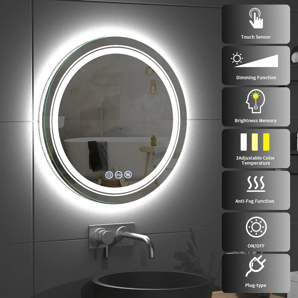 LUVODI Waterproof Dimmable LED Defog Bathroom Mirror - Homevalley.co.uk