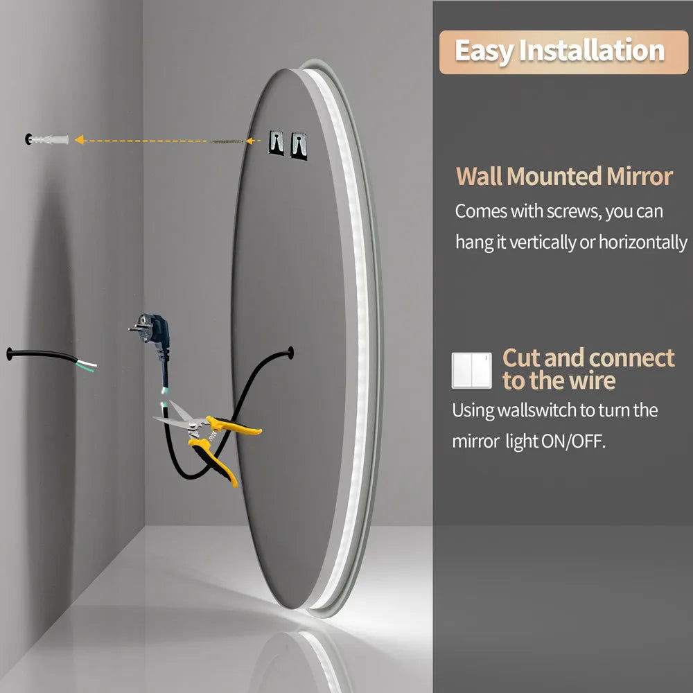 LUVODI Waterproof Dimmable LED Defog Bathroom Mirror - Homevalley.co.uk