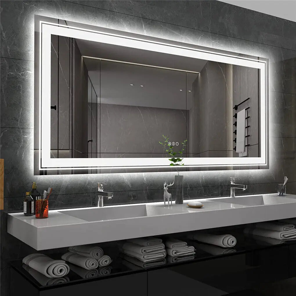 LUVODI Waterproof Double Sink LED Dimmable Defog Bathroom Mirror - Homevalley.co.uk