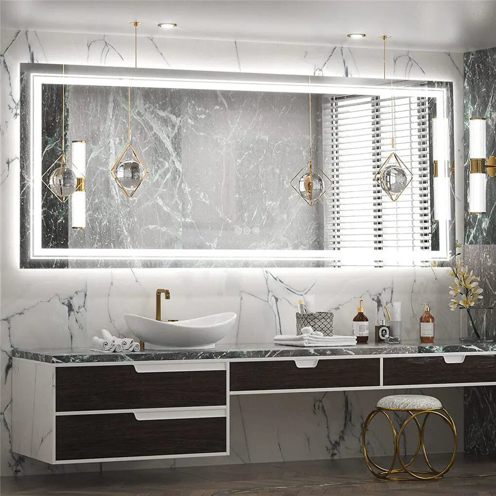 LUVODI Waterproof Double Sink LED Dimmable Defog Bathroom Mirror - Homevalley.co.uk