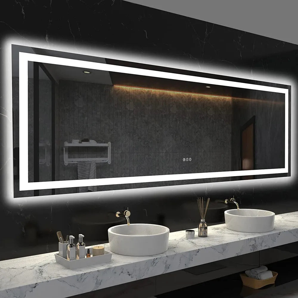 LUVODI Waterproof Double Sink LED Dimmable Defog Bathroom Mirror - Homevalley.co.uk