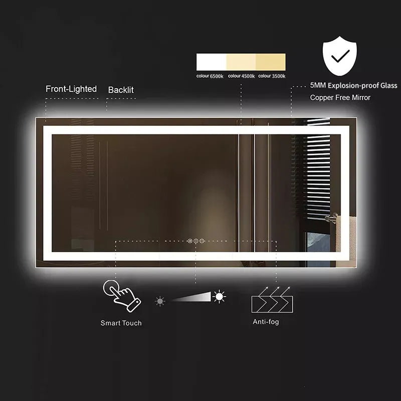 LUVODI Waterproof Double Sink LED Dimmable Defog Bathroom Mirror - Homevalley.co.uk