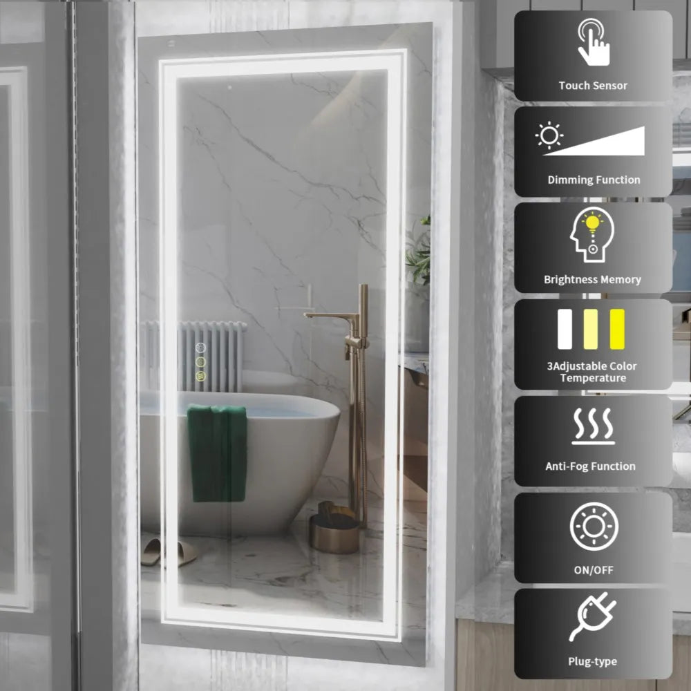 LUVODI Waterproof Double Sink LED Dimmable Defog Bathroom Mirror - Homevalley.co.uk