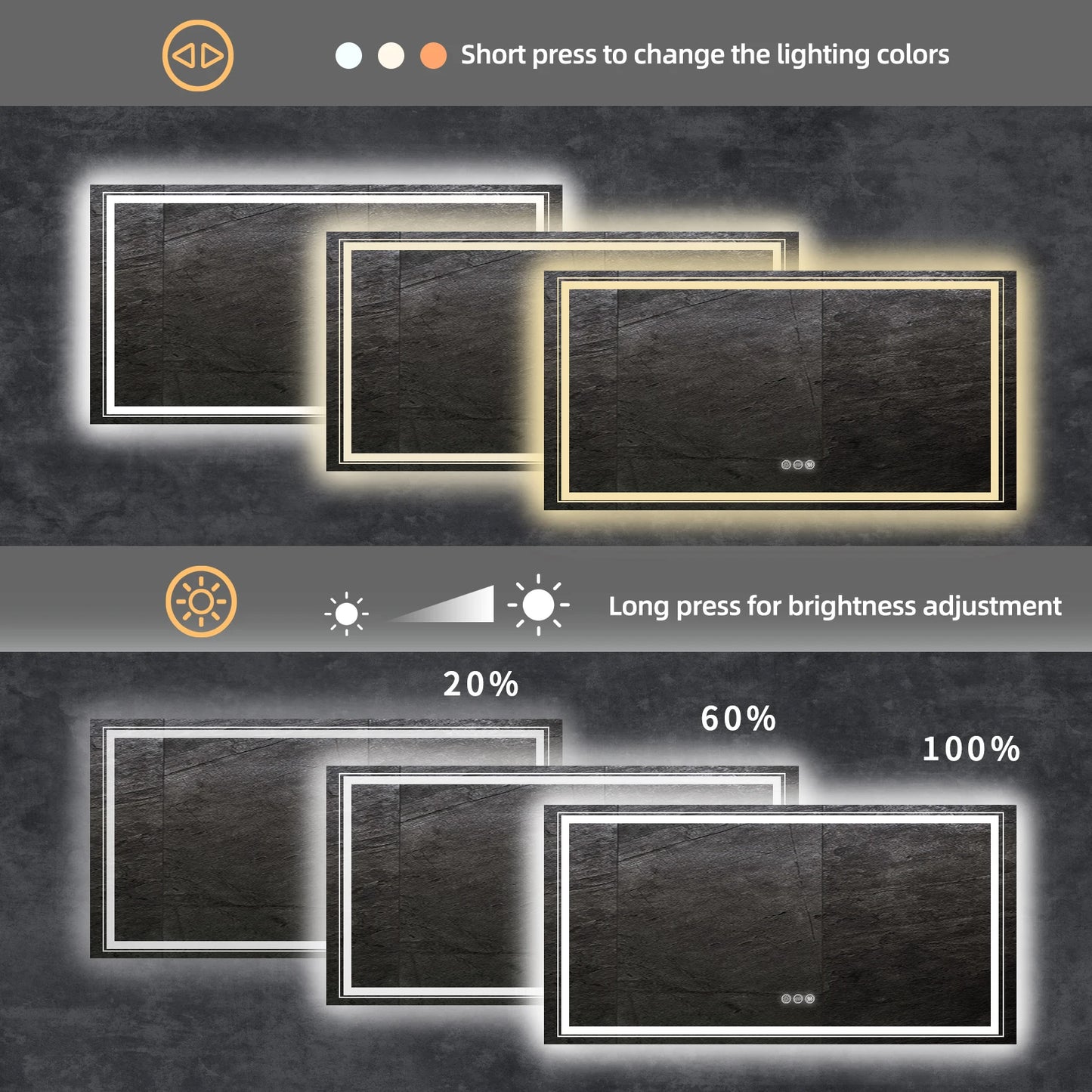LUVODI Waterproof Double Sink LED Dimmable Defog Bathroom Mirror - Homevalley.co.uk