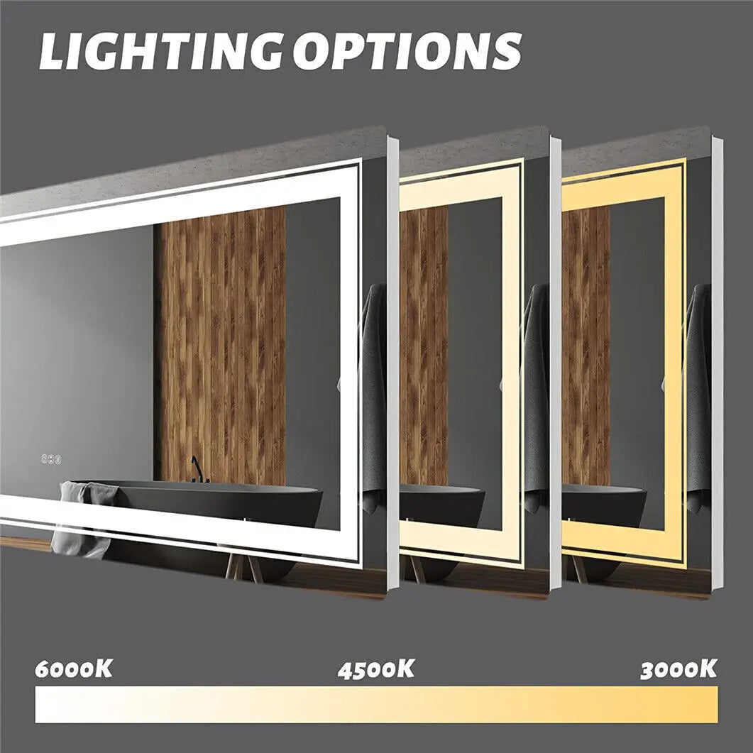LUVODI Waterproof Double Sink LED Dimmable Defog Bathroom Mirror - Homevalley.co.uk