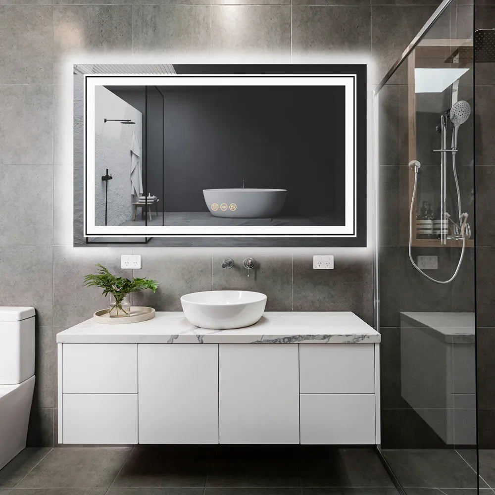 LUVODI Waterproof Double Sink LED Dimmable Defog Bathroom Mirror - Homevalley.co.uk