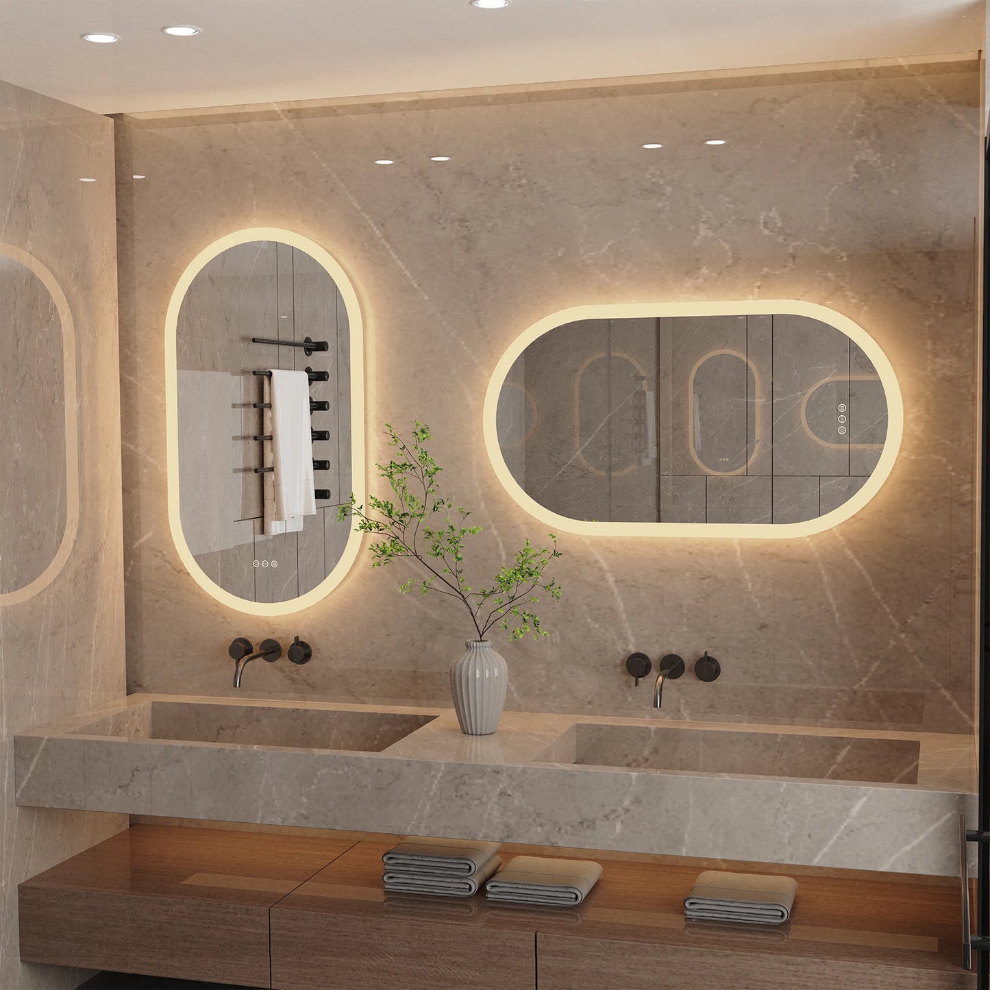 LUVODI Waterproof Illuminate LED Vanity Bathroom Mirror Frameless Touch Screen Backlit De-mist - Homevalley.co.uk