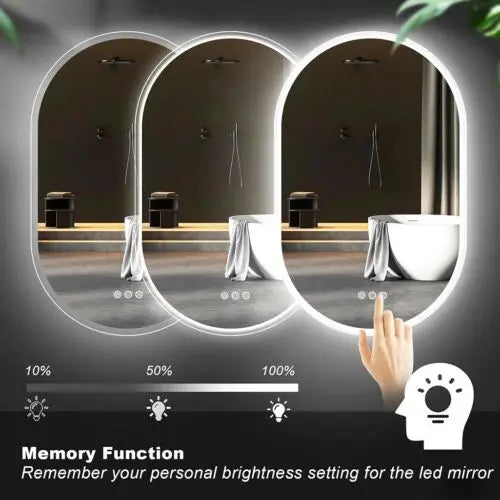 LUVODI Waterproof Illuminate LED Vanity Bathroom Mirror Frameless Touch Screen Backlit De-mist - Homevalley.co.uk