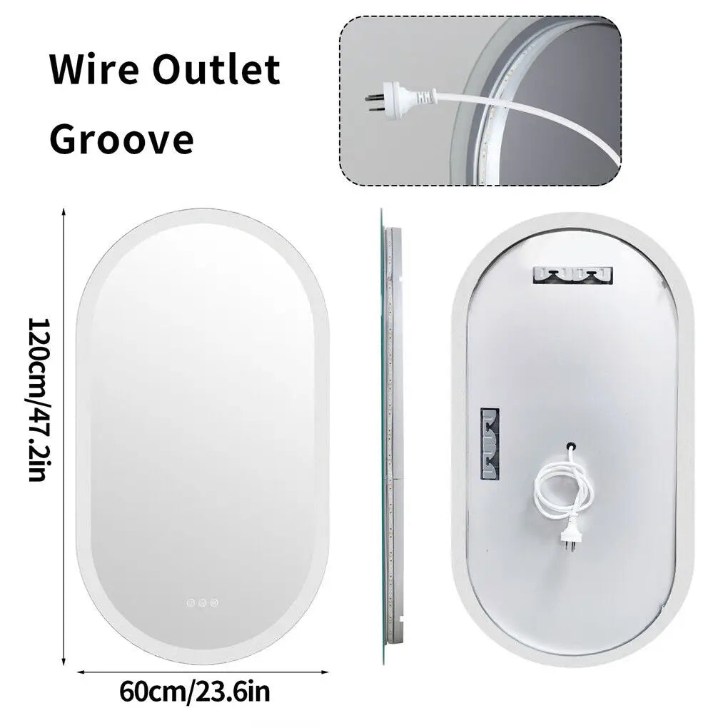 LUVODI Waterproof Illuminate LED Vanity Bathroom Mirror Frameless Touch Screen Backlit De-mist - Homevalley.co.uk