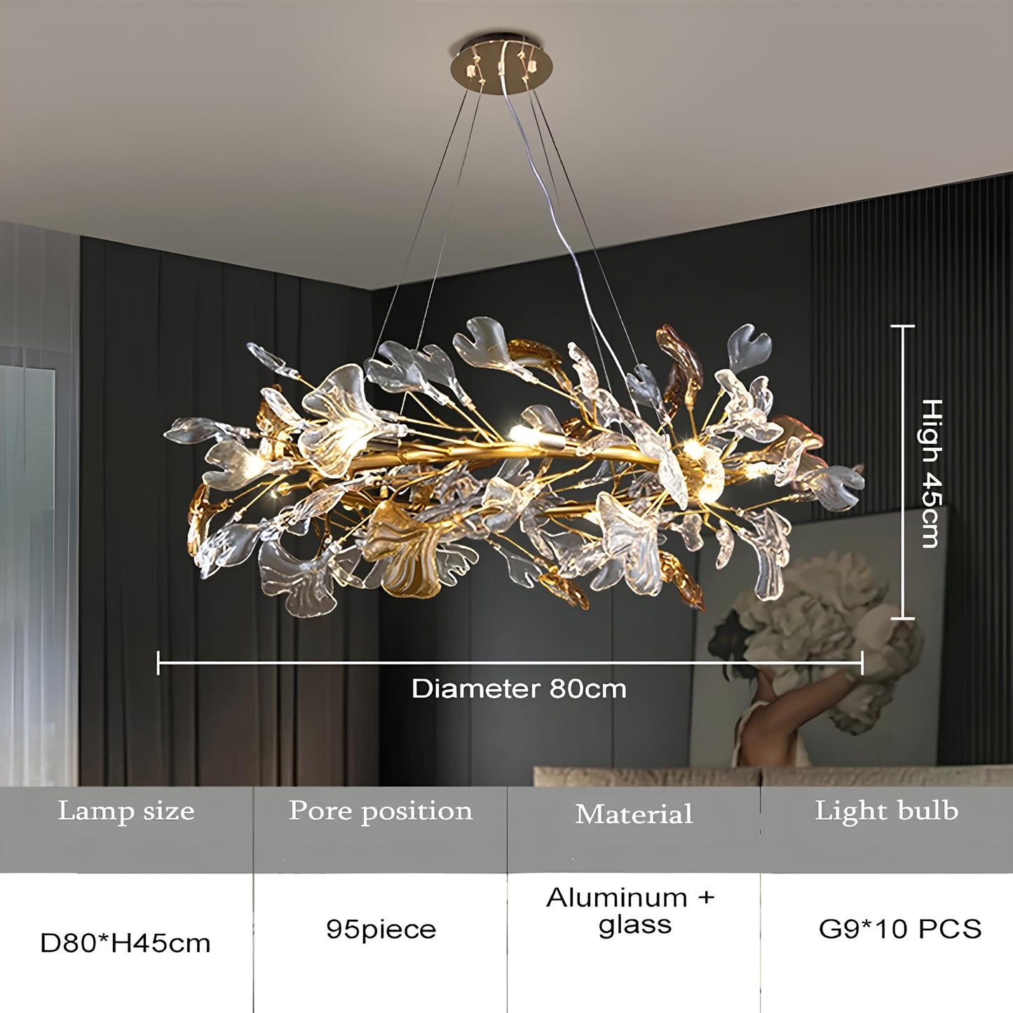 Luxury Crystal Leaf Chandelier - Homevalley.co.uk