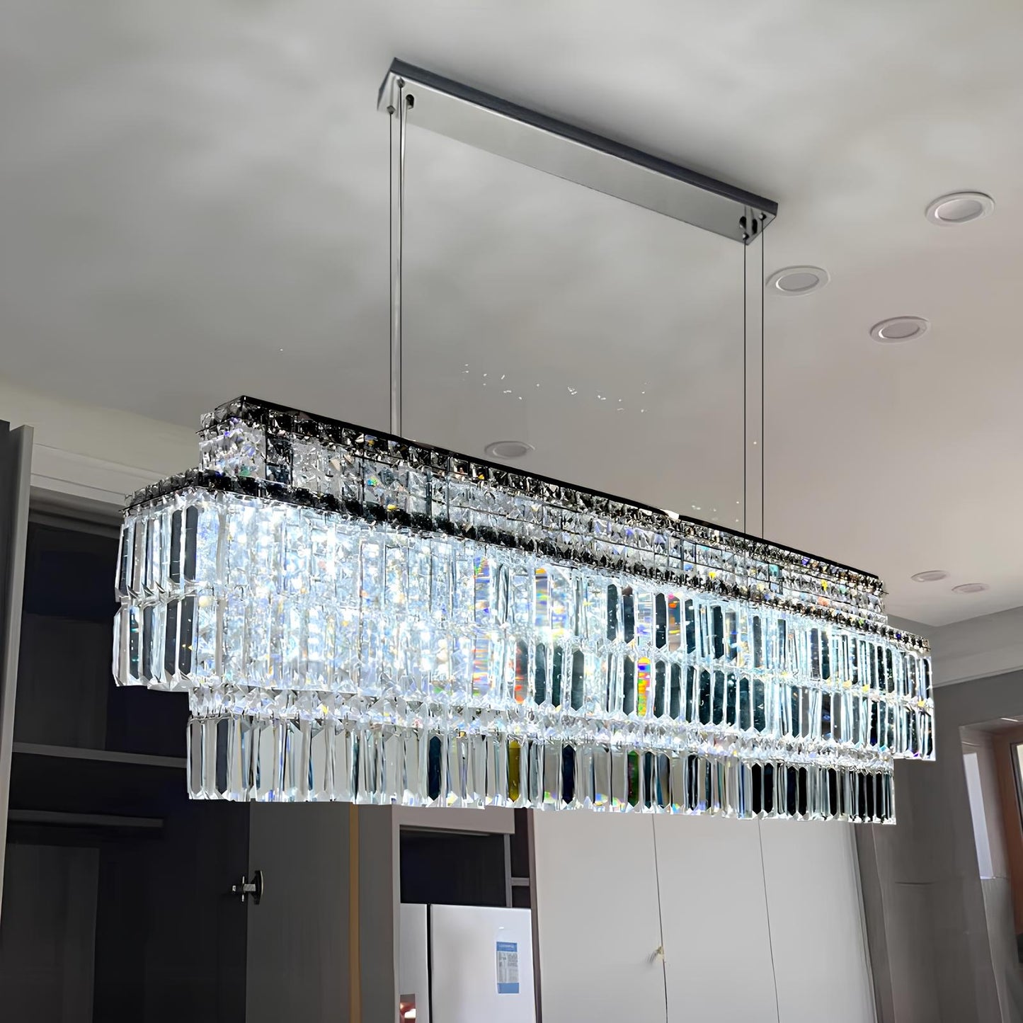 Luxury Crystal Rectangle Chandelier - Homevalley.co.uk