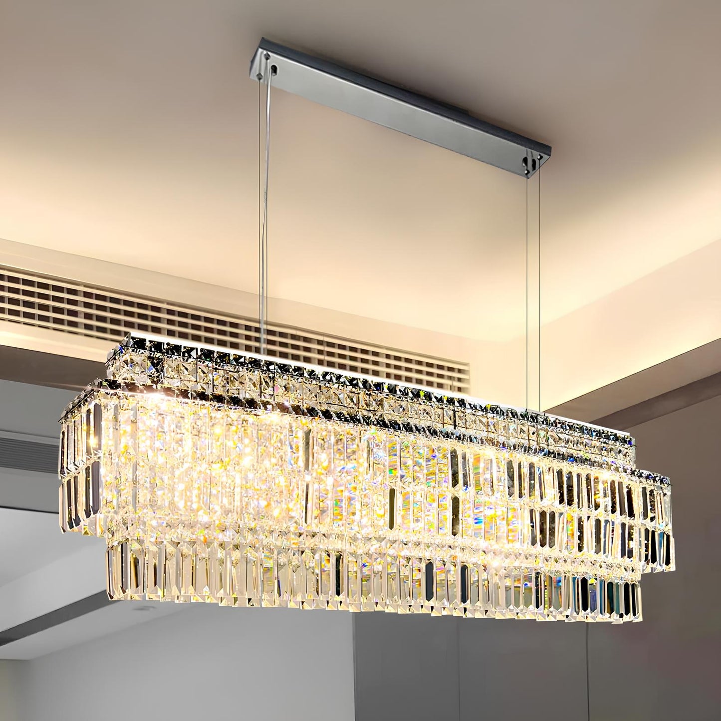 Luxury Crystal Rectangle Chandelier - Homevalley.co.uk