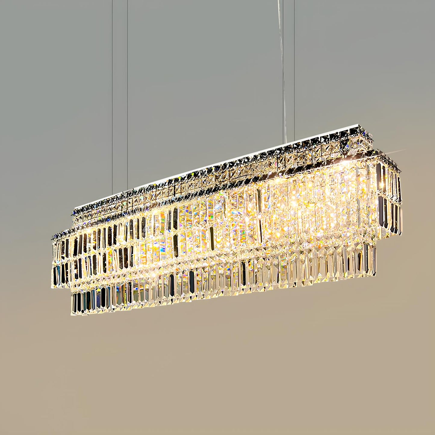Luxury Crystal Rectangle Chandelier - Homevalley.co.uk