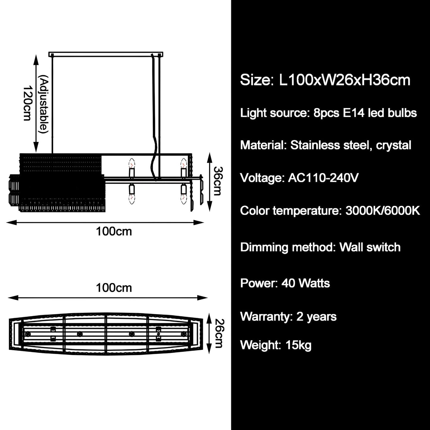 Luxury Crystal Rectangle Chandelier - Homevalley.co.uk