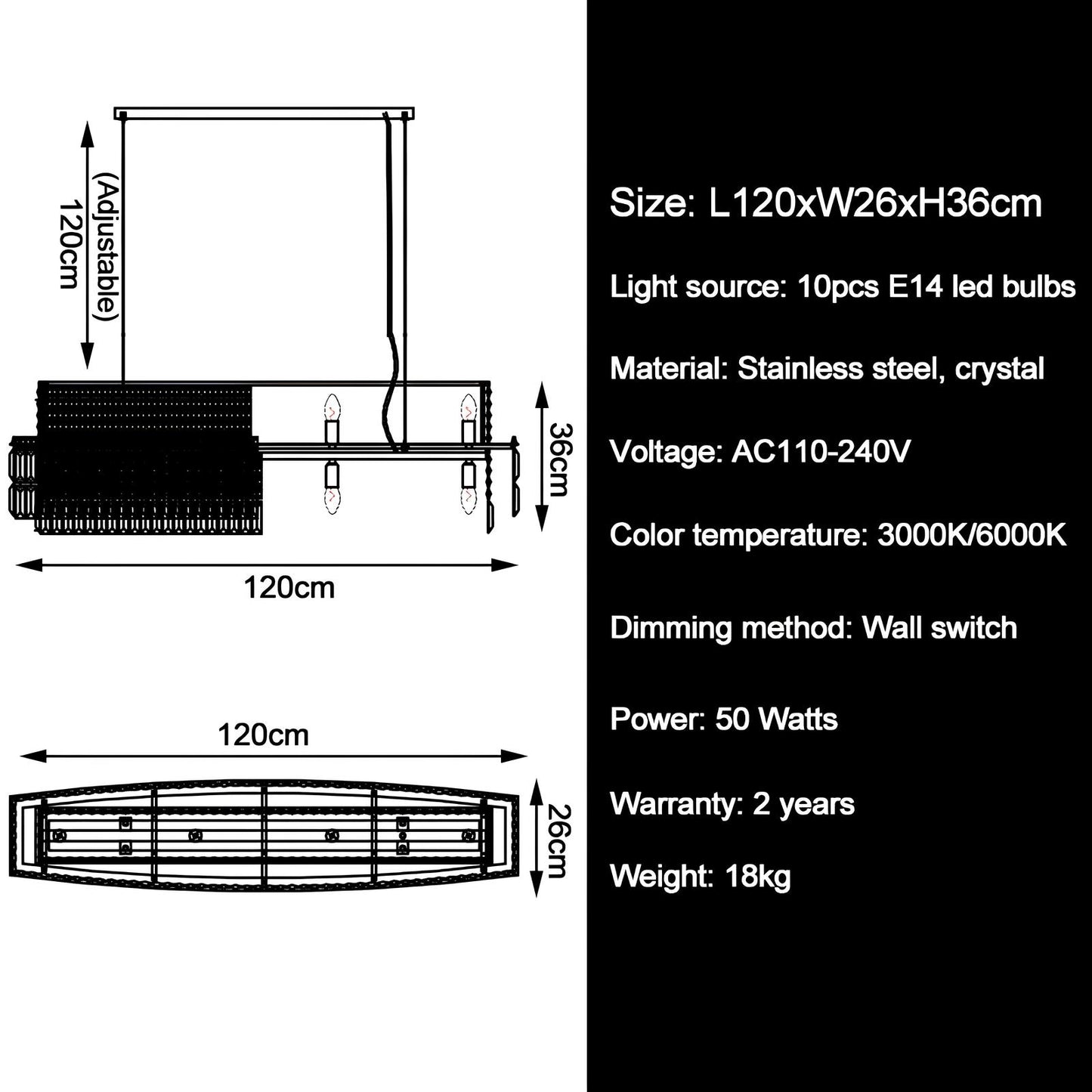 Luxury Crystal Rectangle Chandelier - Homevalley.co.uk