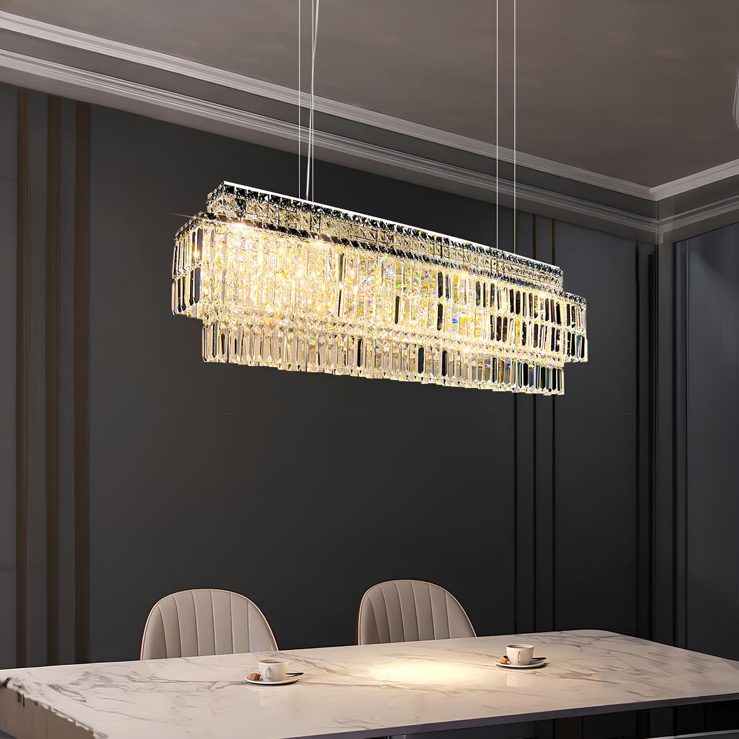 Luxury Crystal Rectangle Chandelier - Homevalley.co.uk
