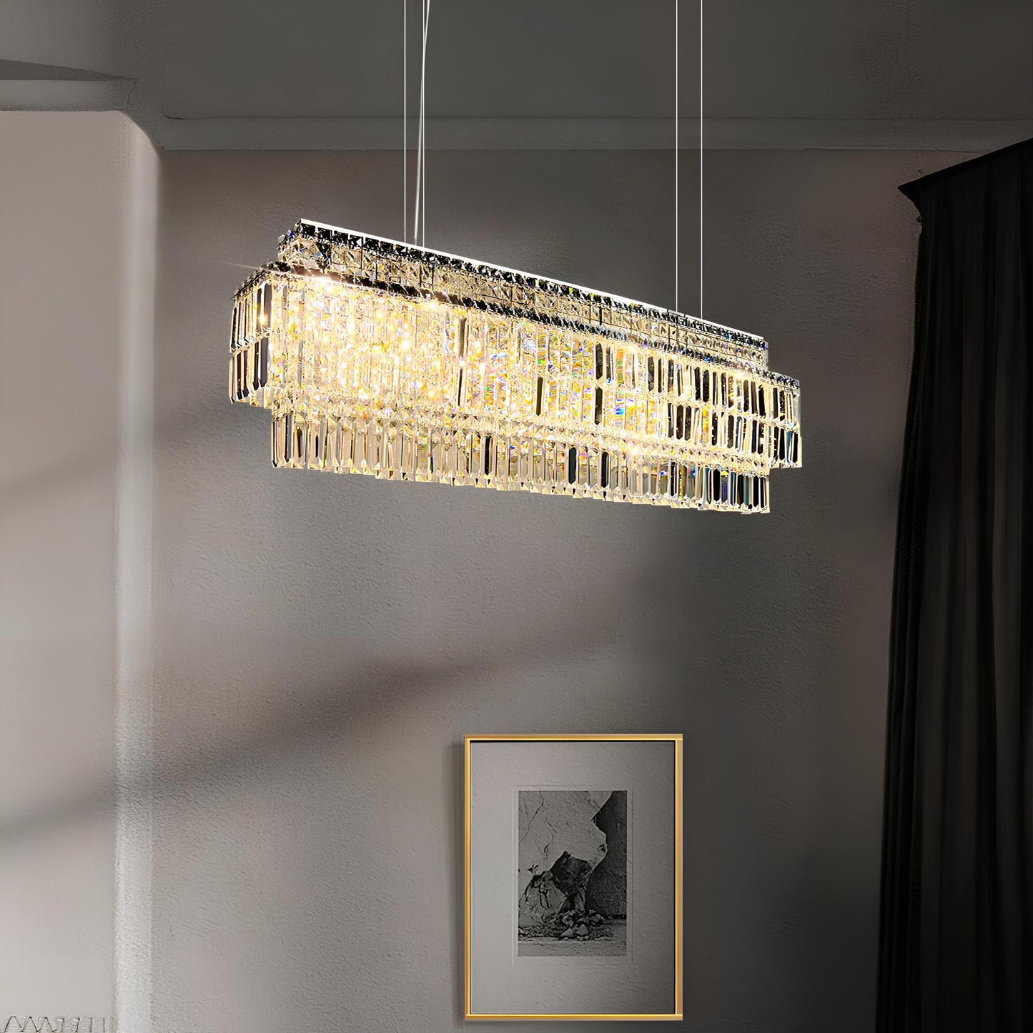 Luxury Crystal Rectangle Chandelier - Homevalley.co.uk