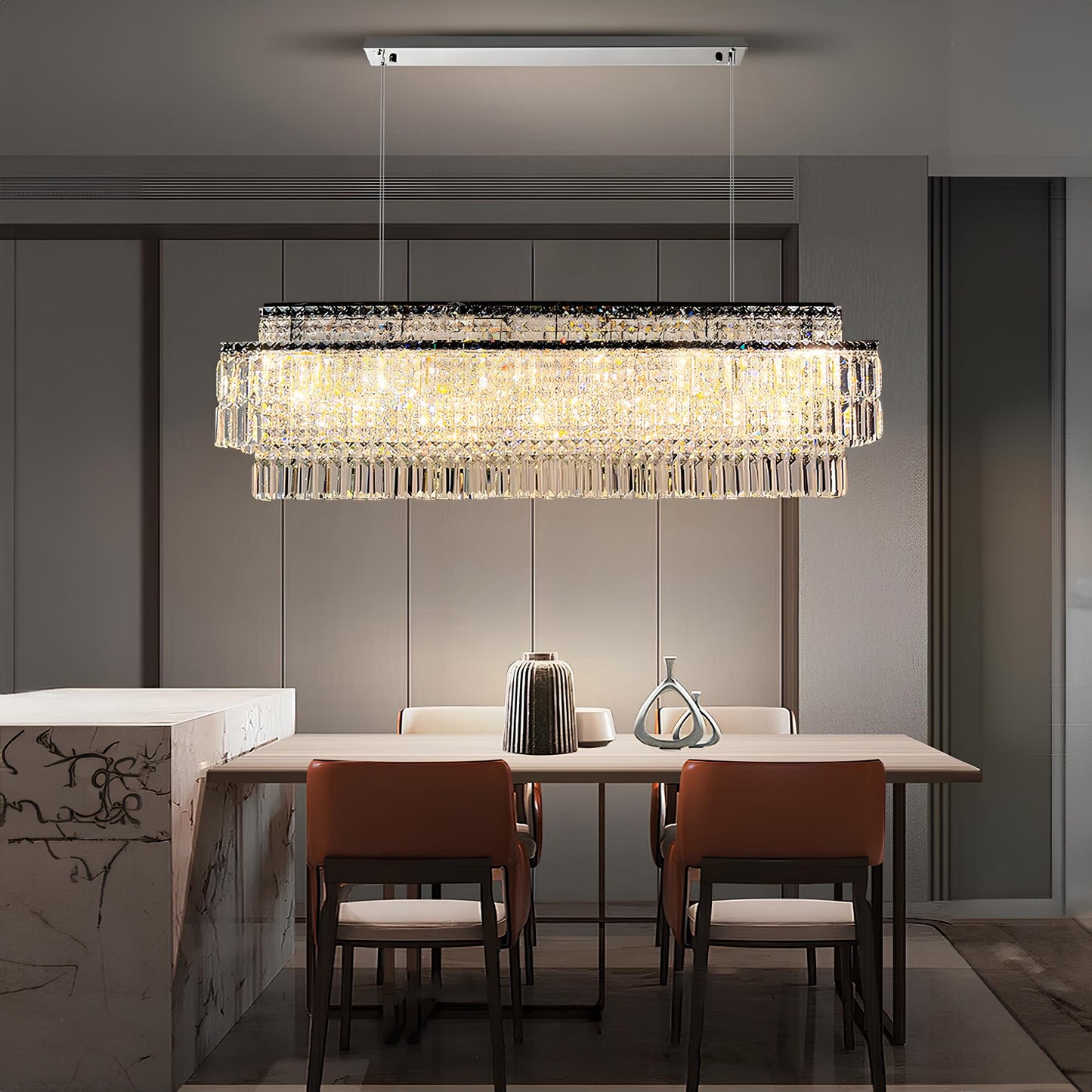 Luxury Crystal Rectangle Chandelier - Homevalley.co.uk