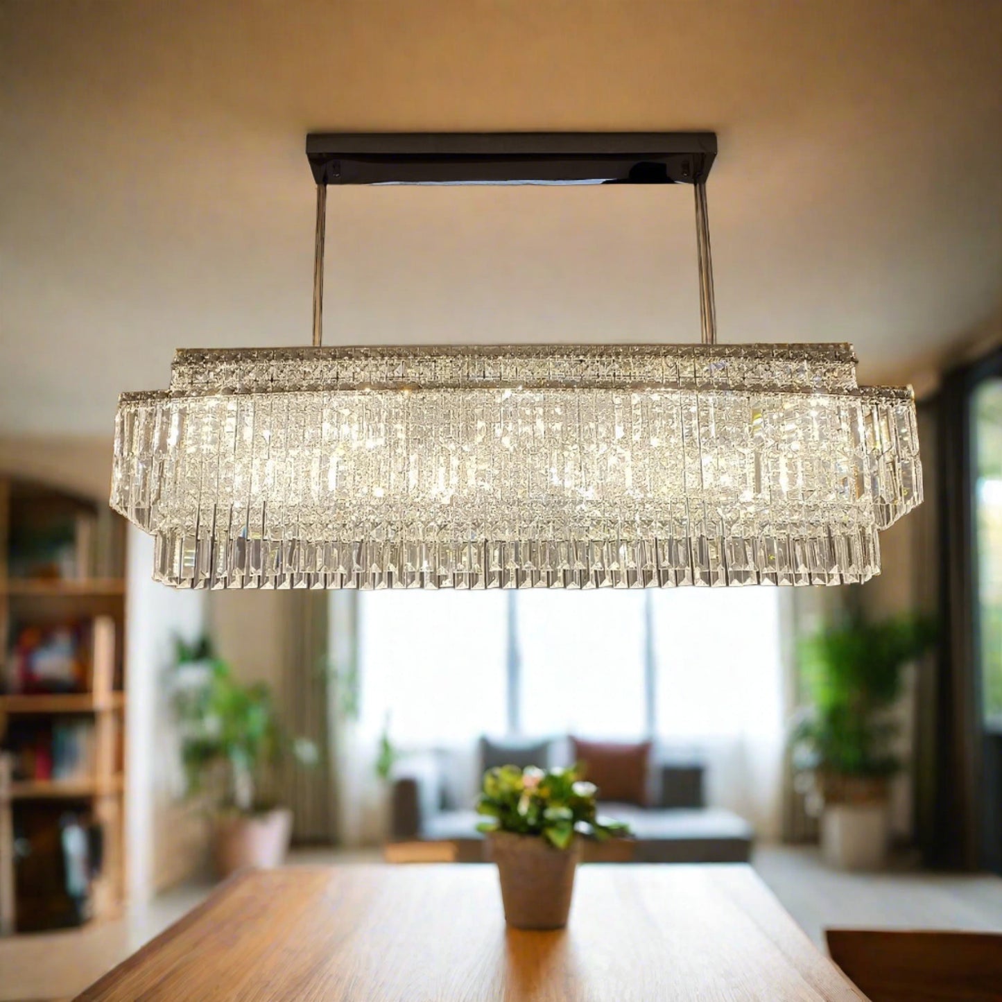 Luxury Crystal Rectangle Chandelier - Homevalley.co.uk
