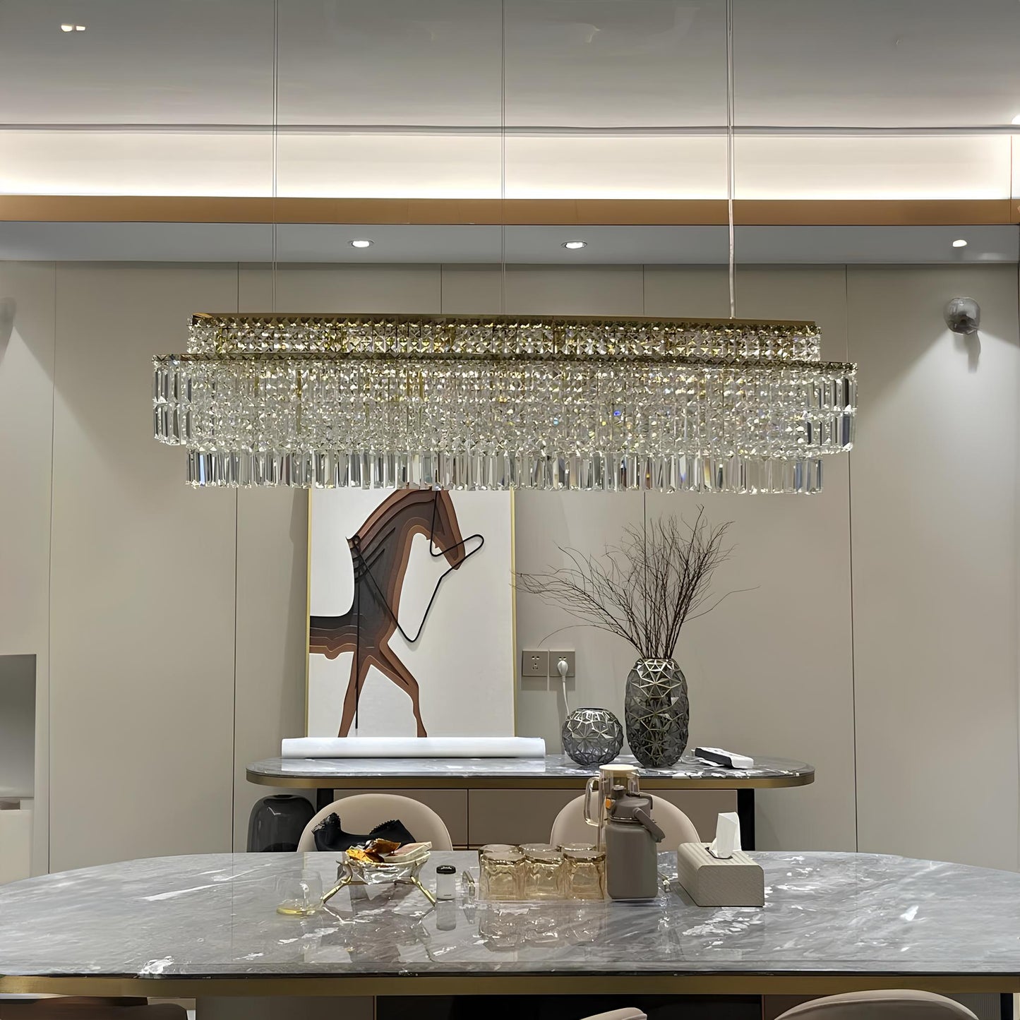 Luxury Crystal Rectangle Chandelier - Homevalley.co.uk