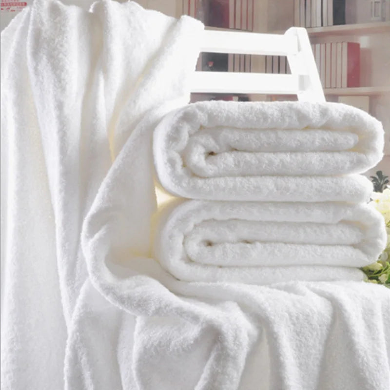 Luxury White 100% Cotton Large Bath Towel, Size 80 x 180cm - Homevalley.co.uk