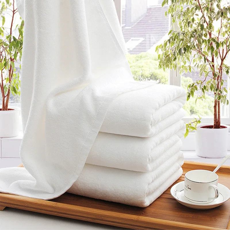 Luxury White 100% Cotton Large Bath Towel, Size 80 x 180cm - Homevalley.co.uk