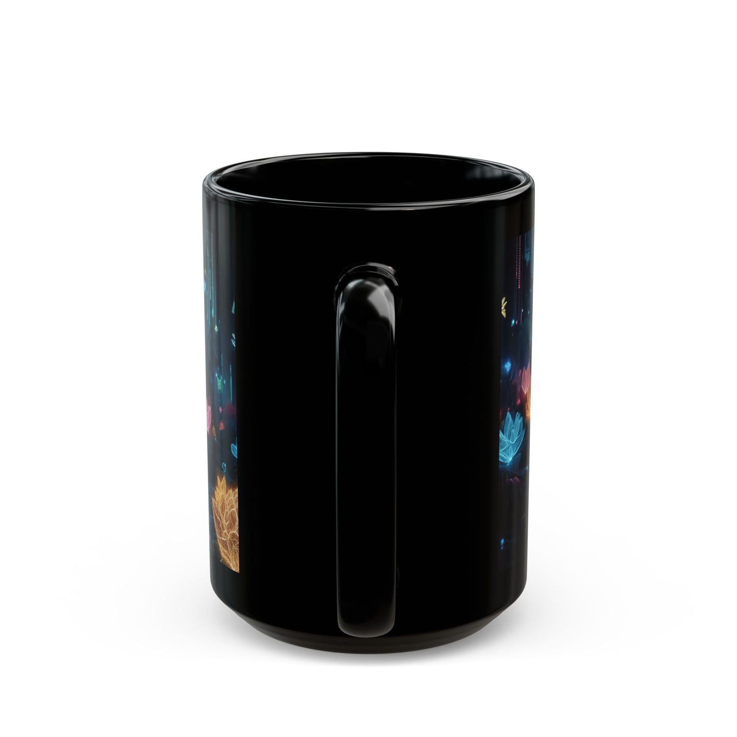 Magical Garden Black Coffee Mug, Dream Garden Tea cup, Floral Coffee Mug, Gift for Her, Gift for Him, Mother's Day, Gift Idea, (11oz, 15oz) - Homevalley.co.uk