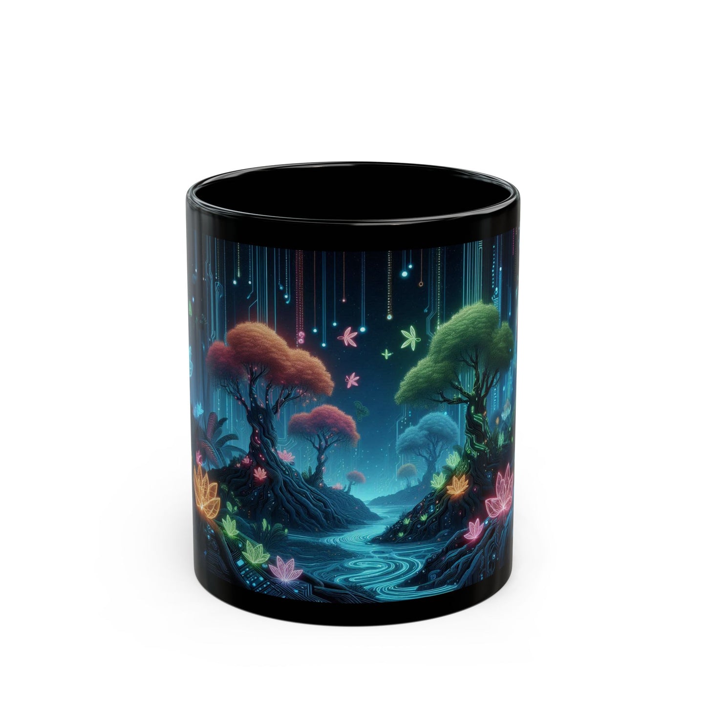 Magical Garden Black Coffee Mug, Dream Garden Tea cup, Floral Coffee Mug, Gift for Her, Gift for Him, Mother's Day, Gift Idea, (11oz, 15oz) - Homevalley.co.uk