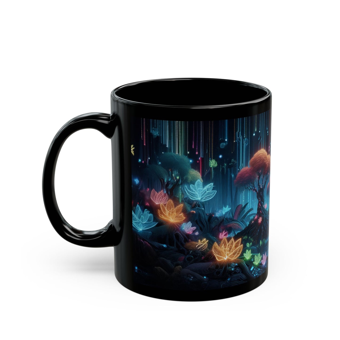 Magical Garden Black Coffee Mug, Dream Garden Tea cup, Floral Coffee Mug, Gift for Her, Gift for Him, Mother's Day, Gift Idea, (11oz, 15oz) - Homevalley.co.uk
