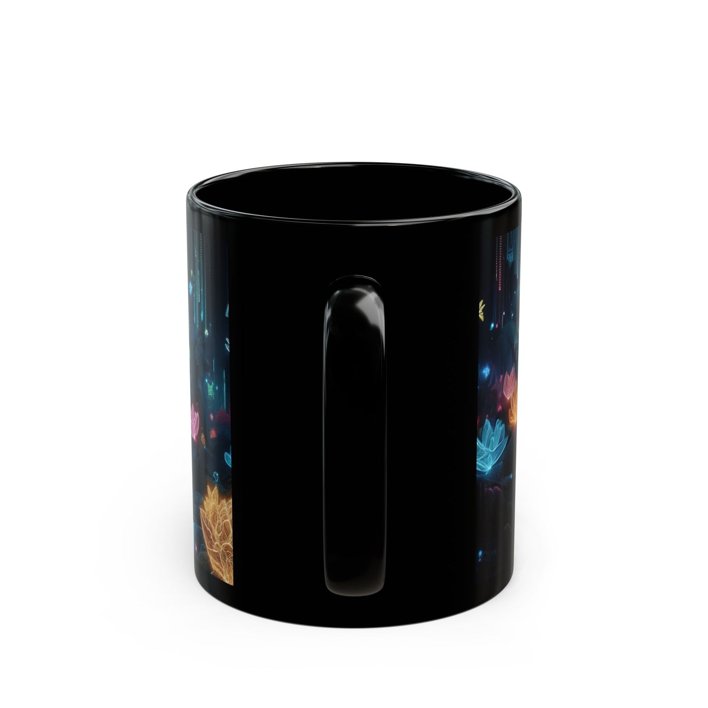 Magical Garden Black Coffee Mug, Dream Garden Tea cup, Floral Coffee Mug, Gift for Her, Gift for Him, Mother's Day, Gift Idea, (11oz, 15oz) - Homevalley.co.uk
