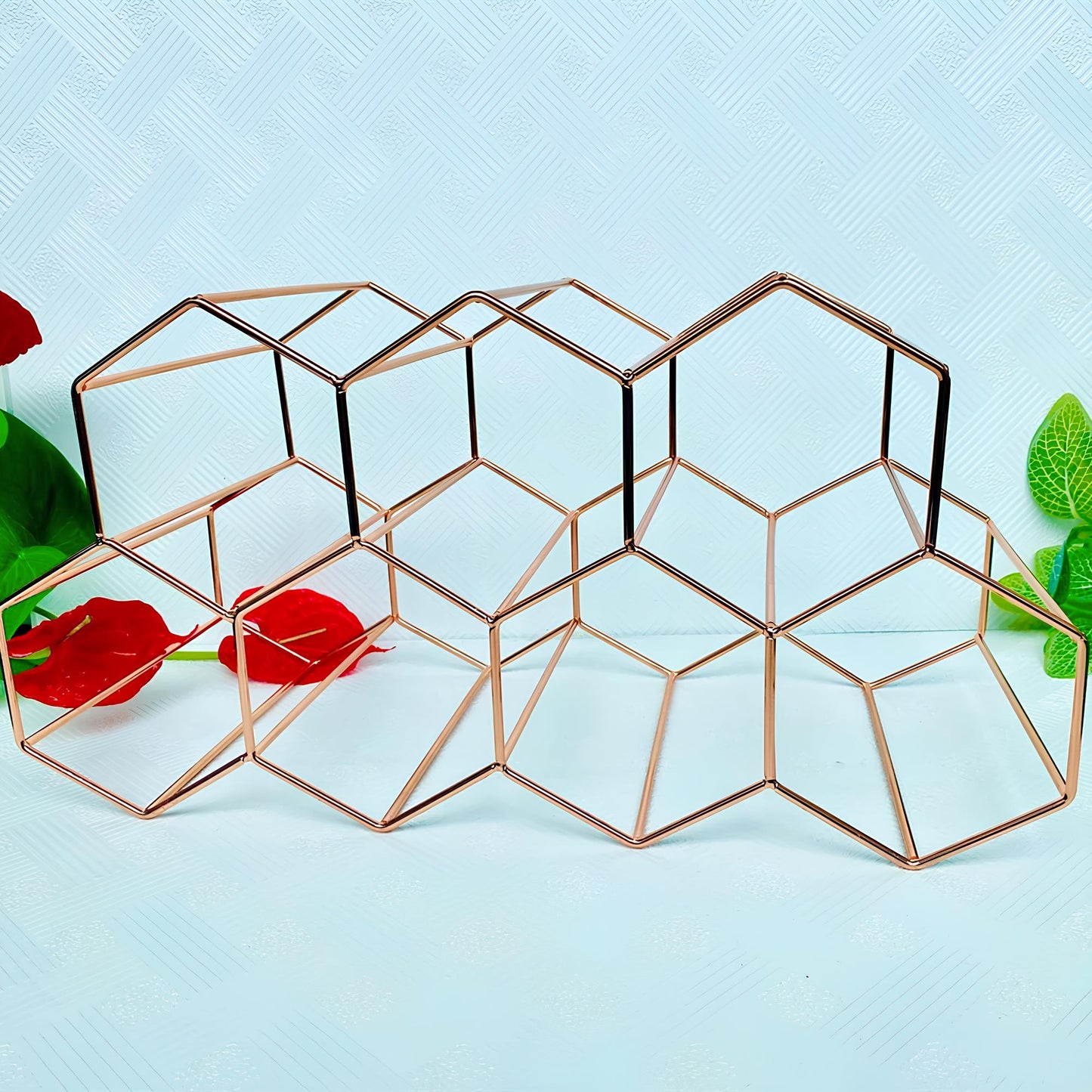 Metal Honeycomb Wine Rack, 9 bottles - Homevalley.co.uk