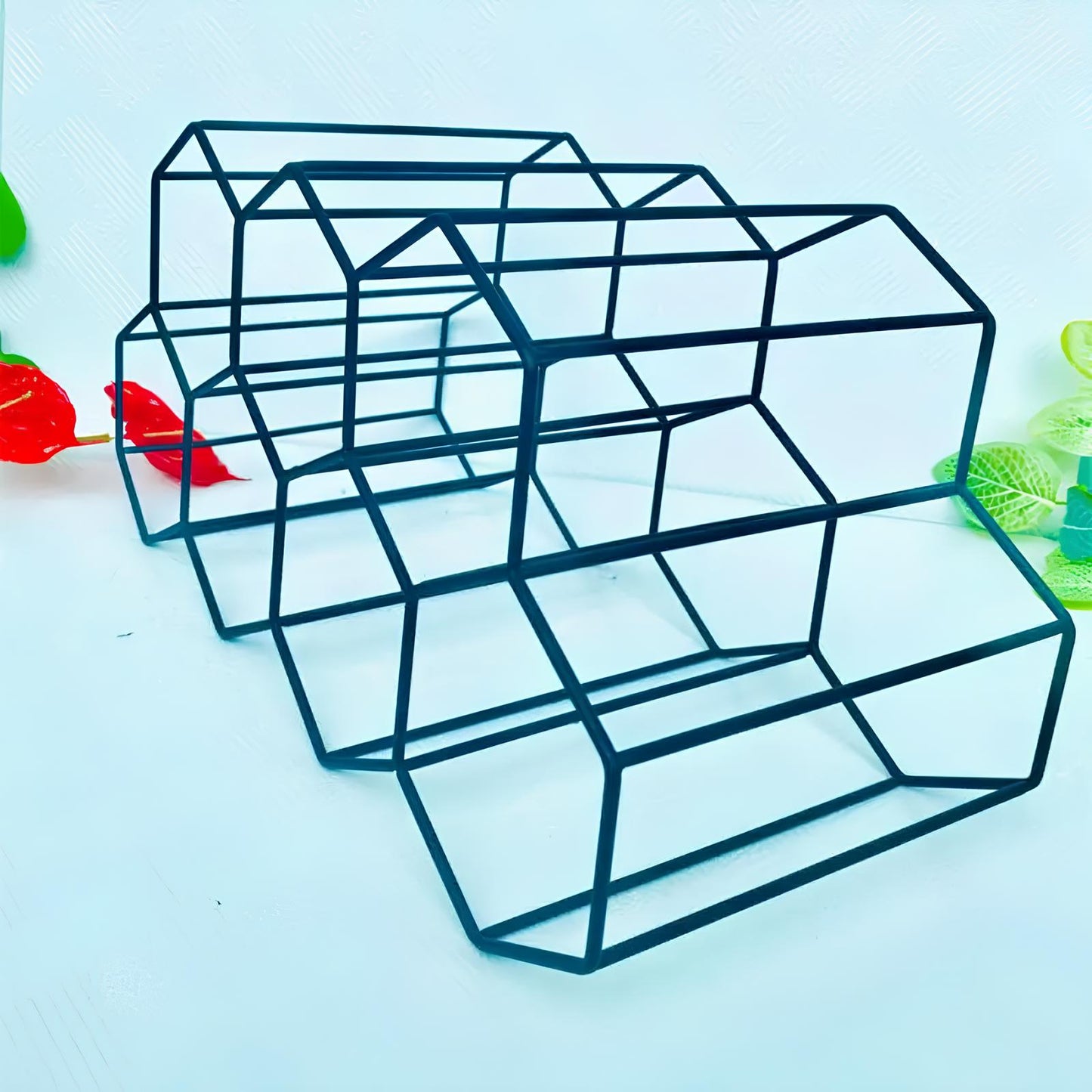 Metal Honeycomb Wine Rack, 9 bottles - Homevalley.co.uk