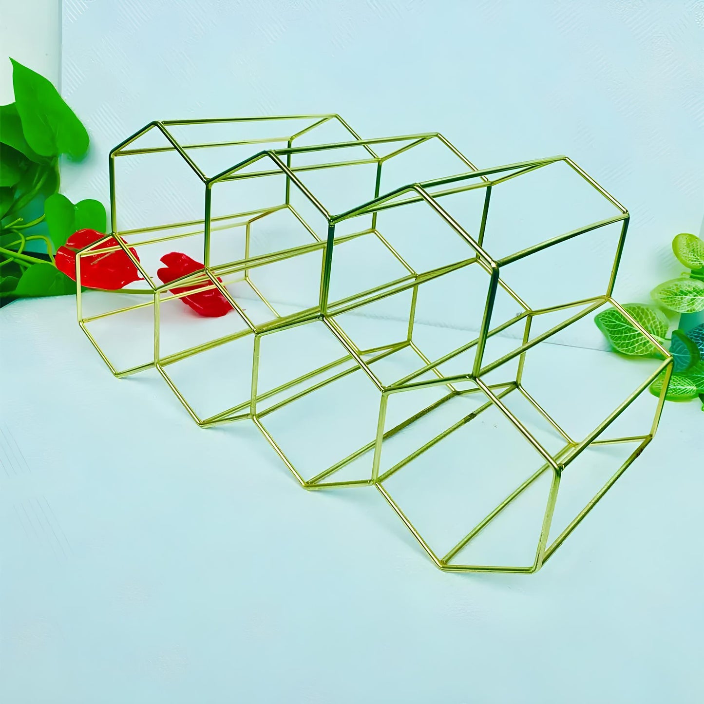 Metal Honeycomb Wine Rack, 9 bottles - Homevalley.co.uk