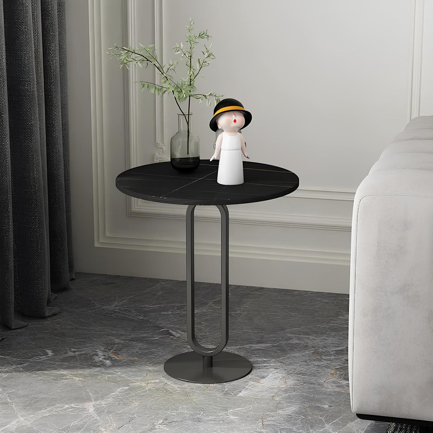 Minimalist Stone Plate Round Coffee Side End Sofa Table - Homevalley.co.uk