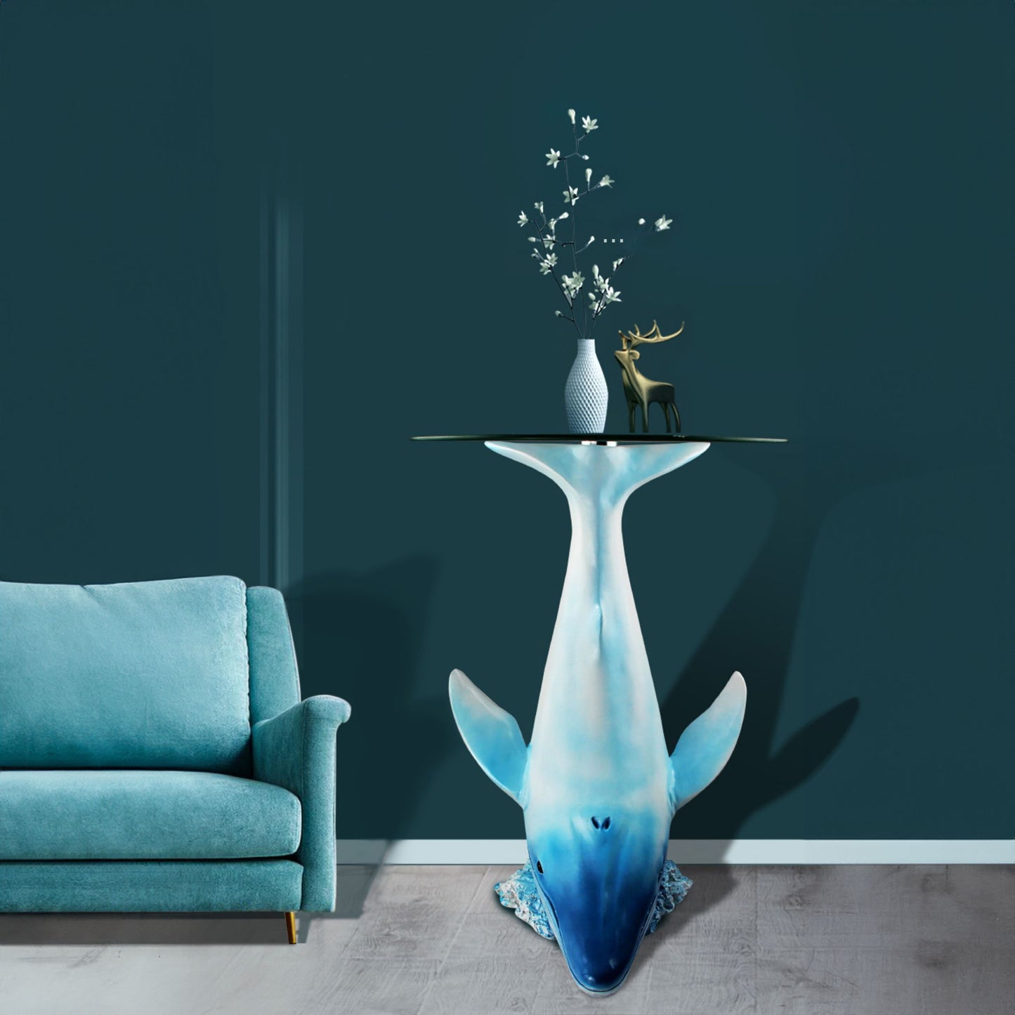 Modern Art Whale Statue Accent Table - Homevalley.co.uk
